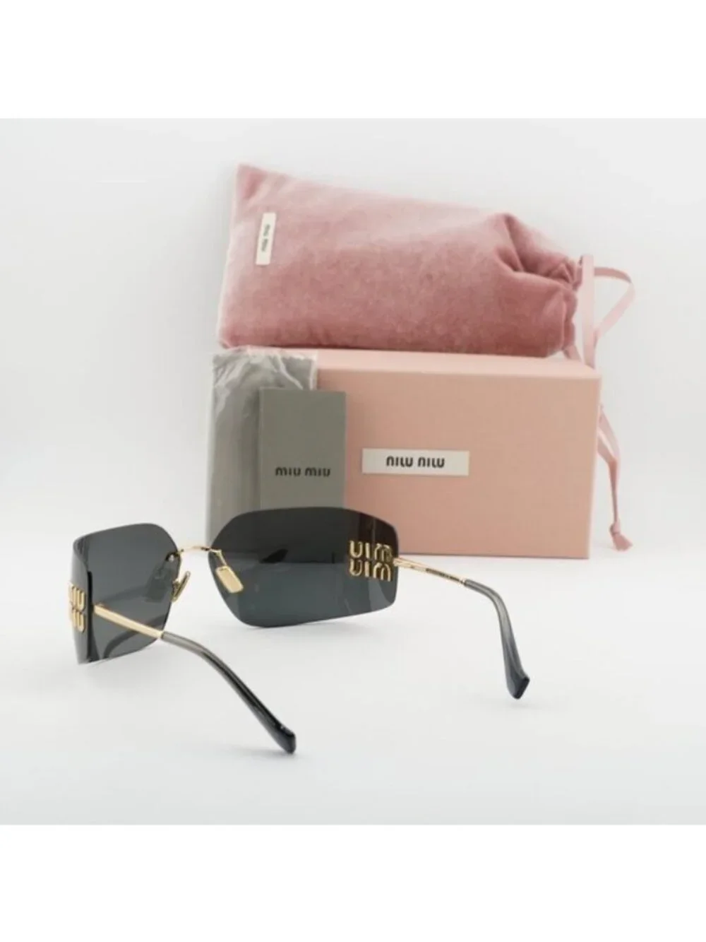 Miu Miu MU54YS 5AK5S0 Geometric Sunglasses - Gold/Dark Grey